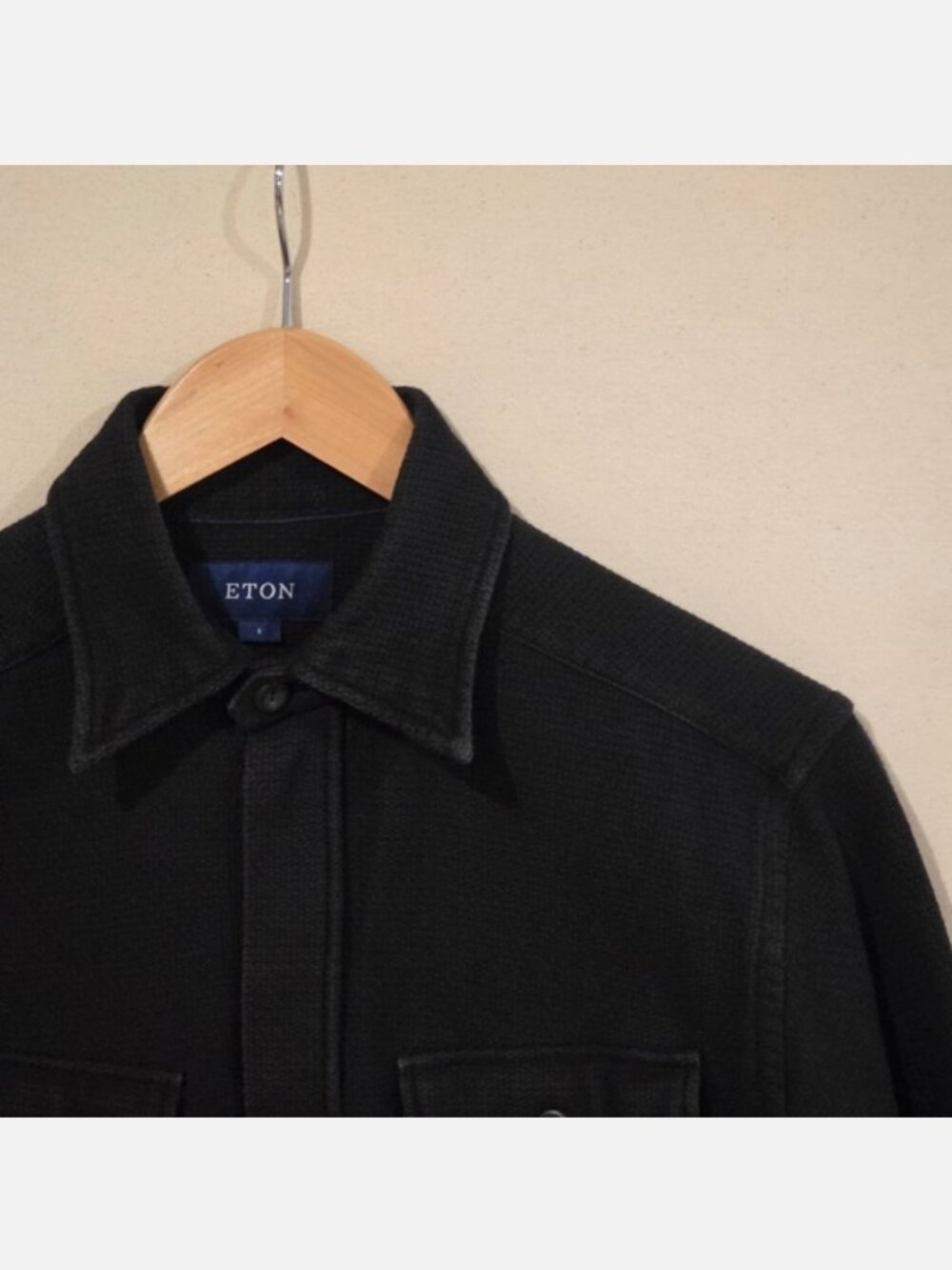 Eton Black Twill Cotton Overshirt S